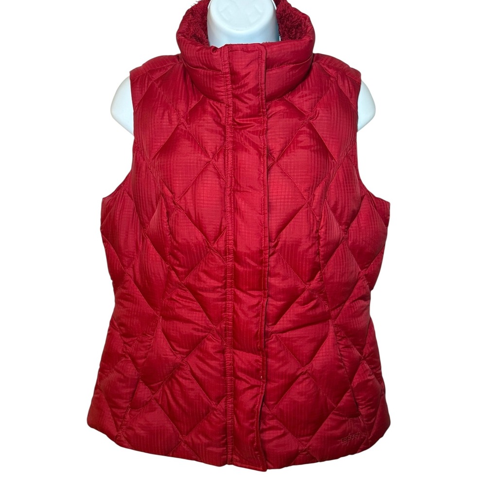 Eddie Bauer Red Goose Down Puffer Vest EB650 Fill Power Diamond Quilted Womens S